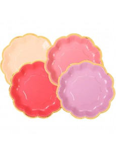 Pratos Rosa Recorte Dourado